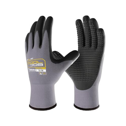COOLJOB 3/6/12 Pairs Nitrile Rubber Coated Nylon Safety Work Gloves, Dotted for Non-Slip Grip, Breathable Soft Seamless Knit Nitrile Dipped Gloves for Warehouse, Home Improvement, Yard, Grey Medium - size: Medium, style: Classic Style(3 Pairs)