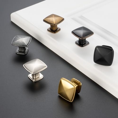 Brushed Nickel Cabinet Knobs Nickel Drawer Knobs, 10 Pack 1-1/4 Inch, 1990 Square Single Hole Cabinet Pulls for Kitchen Cabinets Drawers Bedroom Dresser Cupboard Bathroom Vanity - color: Brushed Nickel, size: 1-1/4 Inches, style: 10 Pack Square Knob
