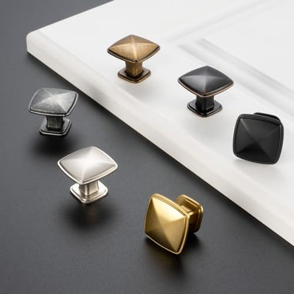 Brushed Gold Cabinet Knobs Gold Drawer Knobs, 10 Pack 1-1/4 Inch, 1990 Square Single Hole Cabinet Pulls for Kitchen Cabinets Drawers Bedroom Dresser Cupboard Bathroom Vanity - color: Brushed Gold, size: 1-1/4 Inches, style: 10 Pack Square Knob