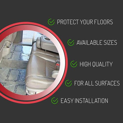Hi-Tech Auto Adhesive Plastic Floor Mat, 4 mil | Perforated Every 24" | 343 Mats Per Roll | (24" Wide, 600' Long) - size: 24" Wide, 600' Long
