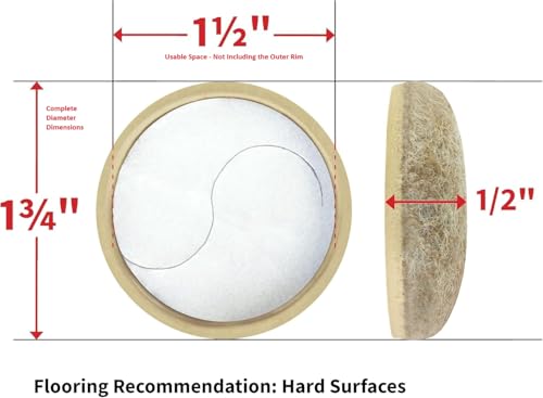 Super Sliders Secure Grip Formed Felt Movers for Furniture to Protect Hard Surfaces, 1.5", Beige (20 Pack)