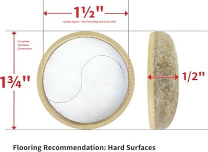 Super Sliders Secure Grip Formed Felt Movers for Furniture to Protect Hard Surfaces, 1.5", Beige (20 Pack)