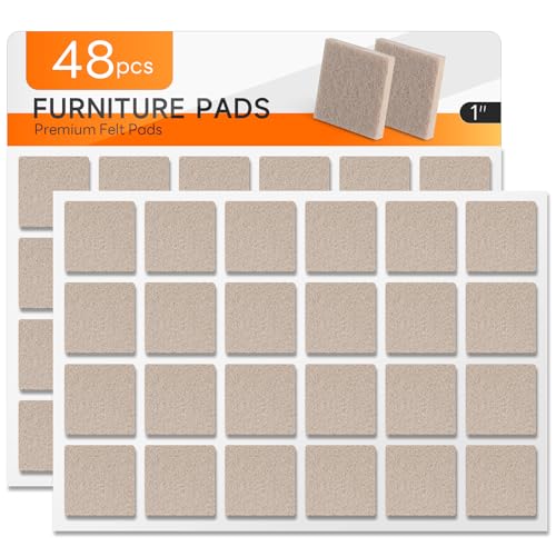 48 PCS Felt Furniture Pads, 1-inch Square Beige Chair Felt Pads, Felt Pads for Furniture Feet to Protect The Floor from Scratches,Reduce Noise (Beige) - size: Square 48PCS-Beige