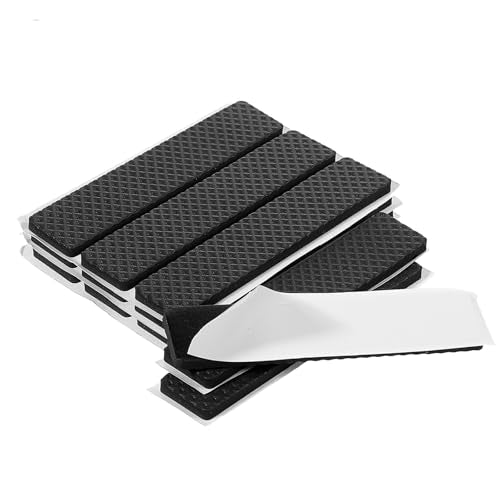 Non Slip Furniture Pads, Furniture Leg Floor Protectors 0.8" X 3.7" Self Adhesive Furnitures Grippers Chair Leg Pads Rubber Chair Feet Furnitures Floor Protectors（12 PCS Rectangle）