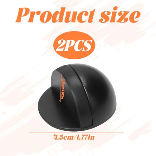 Black Door Stop - 2 Pcs, Stainless Steel, Self-Adhesive, Stick-On or Floor Mounted for Home or Office Use