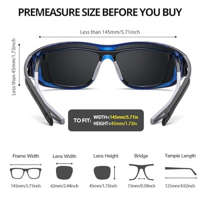 Myiaur Polarized Fit Over Glasses Sunglasses for Men Women, Trendy Wrap Around Sunglasses UV Protection for Driving (2 Pack) - color: A14(2 Pack) Tpblue+tpgreen/Green Lens
