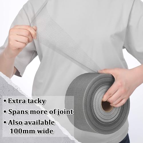 500 ft x 4 Inch Cement Board Joint Tape Self Adhesive Durable Gray Fiberglass Mesh Drywall Mesh Repair Tape for Cement Board Joints Repairing, Sealing and Strengthening - size: 500 ft X 4 Inch