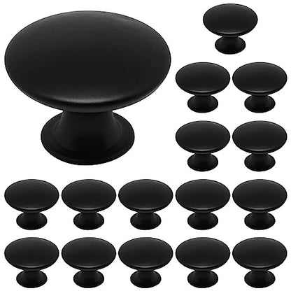 16 Pcs Black Cabinet Knobs, Round Dresser Knob Kitchen Drawer Knobs, Single Hole Cupboard Door Knob Dresser Drawer Pulls Handles - color: Black, size: 16 Pack