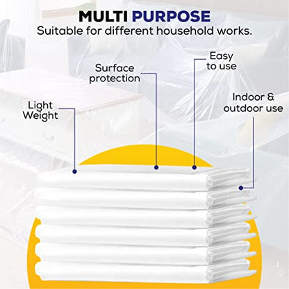 Drop Cloth Painters Plastic Sheeting - Plastic Drop Cloths for Painting, 9 x 12 Feet Paint Drop Cloth Tarp, Clear Plastic Tarp Cover, 1 Mil Thick Plastic Sheeting, Multi-Purpose Use (12 Pack) - color: 12 Pack, size: 1 Mil