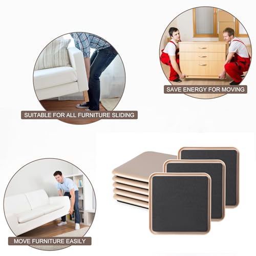 Furniture Sliders, Furniture Sliders Pads for Hardwood Floors, Chair Legs Floors Protectors, Reusable Round Glides Glider, Heavy Duty Furniture Movers Sliders (8 Pcs, 4 3/4inch，Beige，Square) - size: 4 3/4" Square-8 Pack Beige