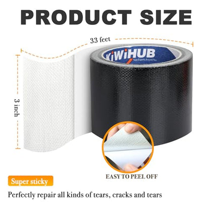 RV Awning Repair Tape - 3" x 33FT Heavy Duty Waterproof, UV Proof Tear Repair Patch Kit for Tent, Canvas, Boat Covers, Sail