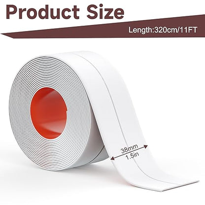 Mokani Caulk Tape Waterproof Self Adhesive, 2 Rolls White Caulking Sealant Strip for Kitchen, Countertop, Bathroom, Sink, Bathtub, Toilet, Floor Wall Edge Protector with Sealing Tool (1.5" x 10.5Ft) - style: 2 Rolls