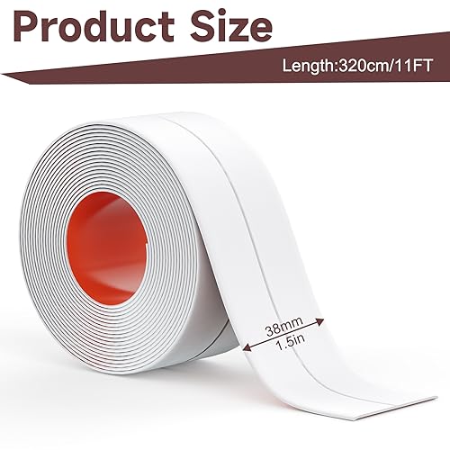 Mokani Caulk Tape Waterproof Self Adhesive, 3 Rolls White Caulking Sealant Strip for Kitchen, Countertop, Bathroom, Bathtub, Toilet Base, Floor Wall Edge Protector with Sealing Tool (1.5" x 10.5Ft) - style: 3 Rolls