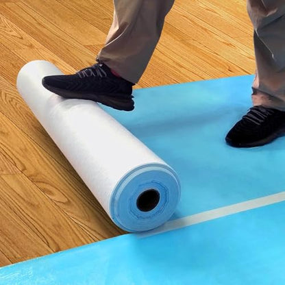 Temporary Floor Protection for Construction Projects, Floor Protection Film-Protects Hardwood, Tile, Carpet, Countertops, Bathtubs and More,Coverage of 325 SQFT (39.5''x100') - size: 39.5''x100'-Blue