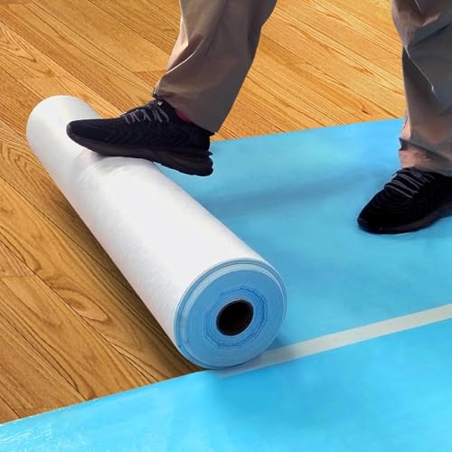 Temporary Floor Protection for Construction Projects, Floor Protection Film-Protects Hardwood, Tile, Carpet, Countertops, Bathtubs and More,Coverage of 325 SQFT (39.5''x100') - size: 39.5''x100'-Blue