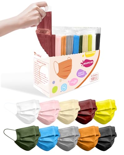 Face Masks Disposable 100 Pack, 4 Ply ASTM Level 3 Medical Grade, Breathable for Adult Outdoor Protection, Individually Wrapped for Home, School & Office, Ivy Enchantment - color: Ivy Enchantment