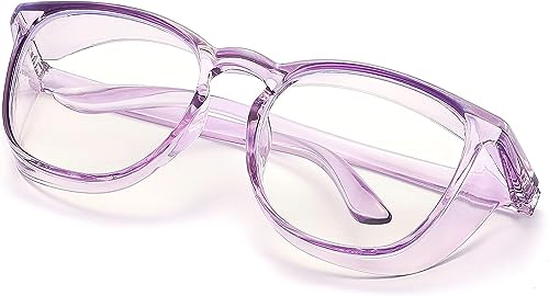 Stylish Safety Glasses Goggles for Women Girls Anti-fog Glasses Protective Eyewear Clear Glasses - color: Purple