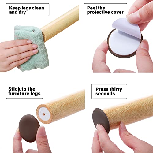 36pcs Self-Adhesive Furniture Sliders, 1-7/9" Furniture Moving Pads-Sticky Carpet Slider for Protect Carpeted Surface, Furniture Carrier- Easily Move Any Items (Brown) - size: 1 7/9 inch