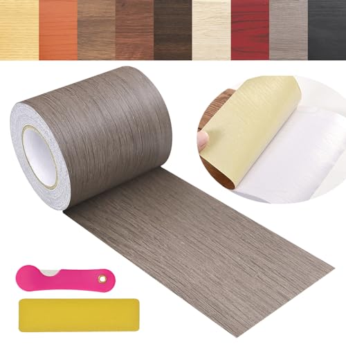 Wood Grain Repair Tape, 2.4 inch X 32ft Self Adhesive Wood Colored Tape for Tables, Chairs, Baseboards, Doors, Windows, Floors, Handicraft DIY. - color: Oaken color, size: 2.4in*32ft