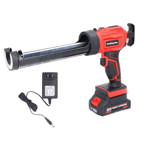 Cordless Caulking Gun, Electric Caulk Gun Battery Operated Caulk Gun with LED Light 10OZ Sealant Cartridges Adjustable Speeds Adhesive Gun Kit for Bathroom Balcony Doors