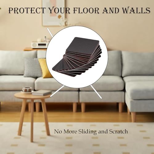 Fursafe&Q Non Slip Furniture Pads - Self Adhesive Rubber Anti Skid Pads Furniture Grippers for Hardwood Floors Rubber Chair Feet Pads Protectors Talbe Legs Anti Slip 16 Pcs 3" Square