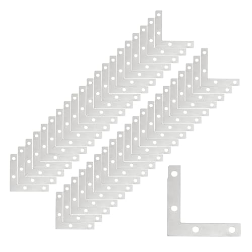 Wealrit 40 Pack Silver L Flat Shape Braces Corner Bracket, Iron L Shaped Support Brace Right Angle Corner Brace Mending Plate 1.97" X 1.97" for Furniture Home Wood Fixing with Screw - color: Silver, size: 1.97" x 1.97"x 0.35"