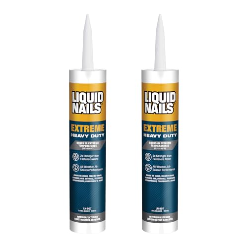 Liquid Nails Extreme Heavy Duty 10 oz White Latex-Based Interior/Exterior Construction Adhesive Low VOC, 2 Pack - color: White, size: 10 Ounce (Pack of 2), style: Extreme Heavy Duty