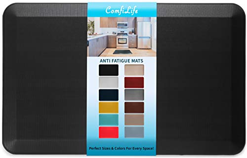 ComfiLife Anti Fatigue Floor Mat – 3/4 Inch Thick Kitchen Mats for Floor, Standing Desk Mat, Kitchen Rug – Comfort at Home, Office – Durable – Stain Resistant – Non-Slip Bottom (20" x 32", Black) - color: Black, size: 20" x 32"