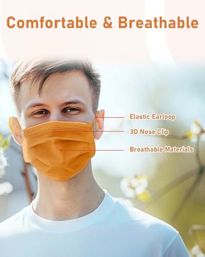 Face Masks Disposable 100 Pack, 4 Ply ASTM Level 3 Medical Grade, Breathable for Adult Outdoor Protection, Individually Wrapped for Home, School & Office, Golden Brown - color: Golden Brown