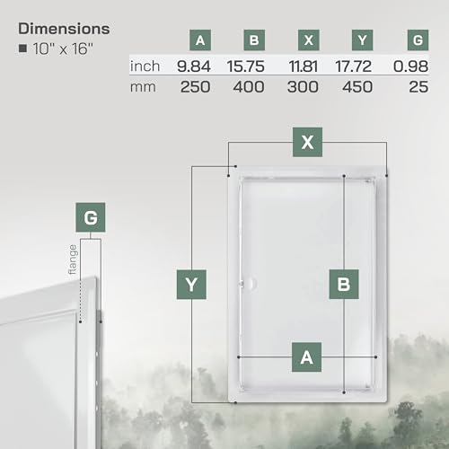 Vent Systems Access Panel for Drywall 10 x 16 Inch - Wall Hole Cover Plate - Metal Access Door with Handle - Plumbing Access Panel for Drywall - Service Shaft Crawl Space Door - Wall Access Panel - size: 10'' x 16''