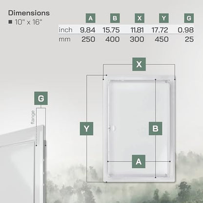 Vent Systems Access Panel for Drywall 10 x 16 Inch - Wall Hole Cover Plate - Metal Access Door with Handle - Plumbing Access Panel for Drywall - Service Shaft Crawl Space Door - Wall Access Panel - size: 10'' x 16''