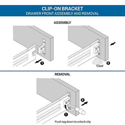 Rok Hardware Harn Impaz Drawer Box Slide Runner Left/Right Clip On Screw On Front Fixing Bracket Pair (4 Pairs, Left/Right) - style: 4 Pairs, Left/Right