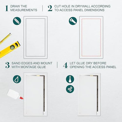8" x 16" White Metal Access Panel, Service Shaft Door, Plumbing, Electricity Heating Alarm Wall for Drywall, Bathroom Services Hole Cover, Wall Covering - size: 8" x 16"