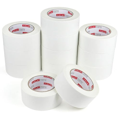 JIALAI HOME White Duct Tape Heavy Duty, 12 Roll Multi Pack, 30 Yards x 2 Inch, 9 Mil Strong, Flexible, Waterproof and Tear by Hand - for Home Use, Do-It-Yourself Projects and Repairs - color: White