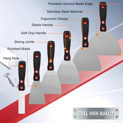 18 Pieces Drywall Hand Tool Kit, Putty Knife Set with Mud Pan, Aluminum Hawk, Finishing Trowel, Painter Scraper, Inside & Outside Drywall Corner Trowel and Carry Bag, Taping Knife Hand Tools - size: Drywall Knife Set, 18 Pcs