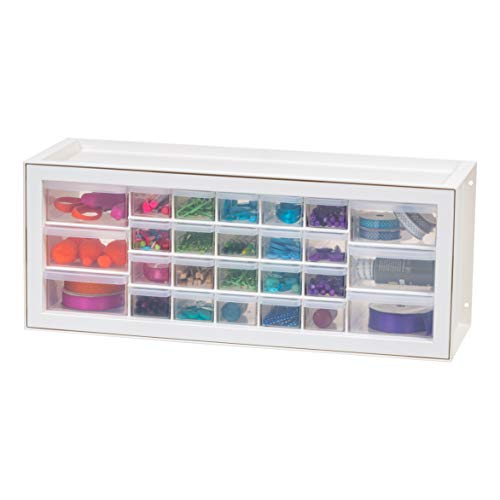 IRIS USA Plastic Storage Drawers, Made in USA, 26-Drawer Organizer Cabinet, Stackable Teacher Toolbox for Crafts, Beads, Stickers, Hardware, Nuts & Bolts, Scrapbook Supplies, Building Bricks – White - color: White, size: 26 Drawer