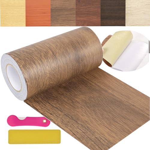 Wood Grain Repair Tape, 5.9 inch X 32ft Self Adhesive Wood Colored Tape for Tables, Chairs, Baseboards, Doors, Windows, Floors, Handicraft DIY. - color: Begonia wood color, size: 5.9in*32ft