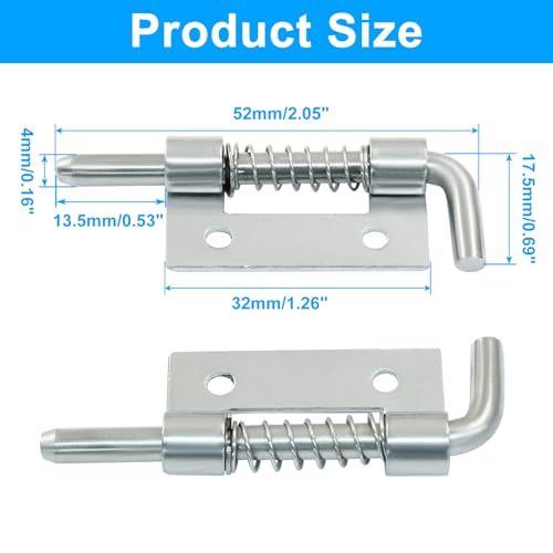 4Pcs Stainless Steel Flat Pin Spring Latch with Hole, 52mm/2.05" Length Spring Latch Hinge Latch with Screws for Cabinet Door (2Pcs Left and 2Pcs Right)