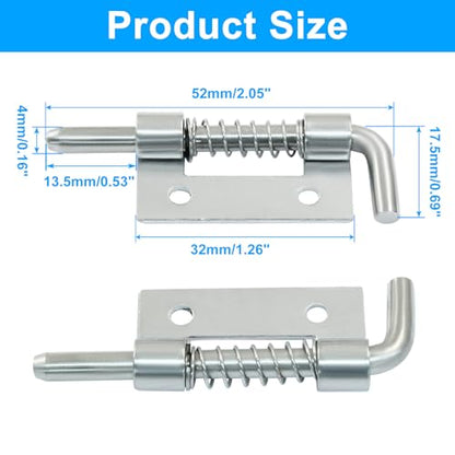 4Pcs Stainless Steel Flat Pin Spring Latch with Hole, 52mm/2.05" Length Spring Latch Hinge Latch with Screws for Cabinet Door (2Pcs Left and 2Pcs Right)
