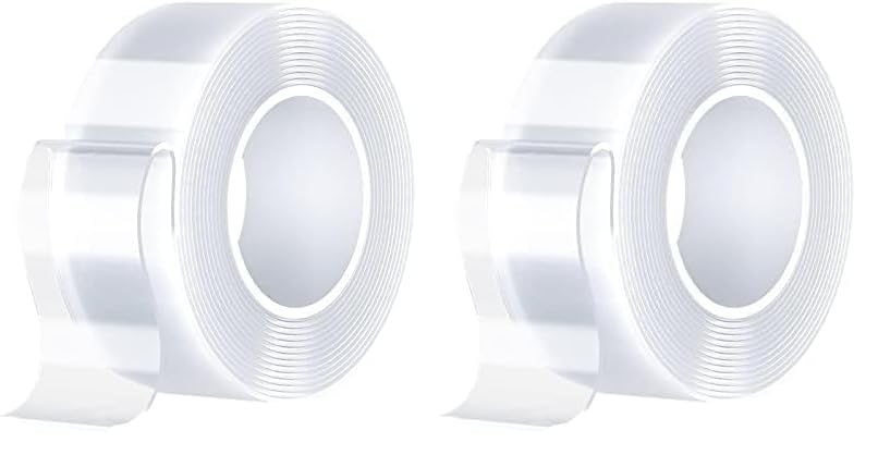 SANKEMU Double Sided Tape Heavy Duty (10FT) Mounting Tape Strong Adhesive Strips Sticky Nano Tape Multipurpose Removable Transparent Two Sided Poster Tape for Paste Items, Household (Pack of 2) - size: 1.18 INCH X 9.85 FT (Pack of 2)