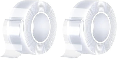 SANKEMU Double Sided Tape Heavy Duty (10FT) Mounting Tape Strong Adhesive Strips Sticky Nano Tape Multipurpose Removable Transparent Two Sided Poster Tape for Paste Items, Household (Pack of 2) - size: 1.18 INCH X 9.85 FT (Pack of 2)