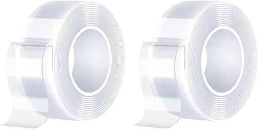 SANKEMU Double Sided Tape Heavy Duty (10FT) Mounting Tape Strong Adhesive Strips Sticky Nano Tape Multipurpose Removable Transparent Two Sided Poster Tape for Paste Items, Household (Pack of 2) - size: 1.18 INCH X 9.85 FT (Pack of 2)