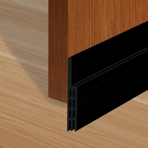Adhesive Backed Door Draft Stopper – Silicone Under Door Sweep for Interior & Exterior Doors, Noise & Air Insulation, Self Stick Weather Stripping Door Seal, 2" W x 39" L (Black) by Randall Mfg - color: Black