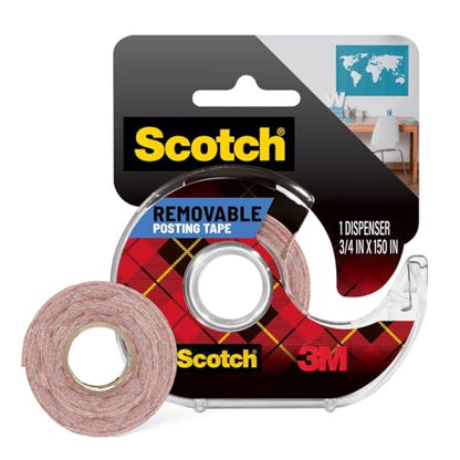 Scotch Mounting, Fastening & Surface Protection Scotch Removable Poster Tape, 3/4 x 150 Inches, 3 Pack, 109-3