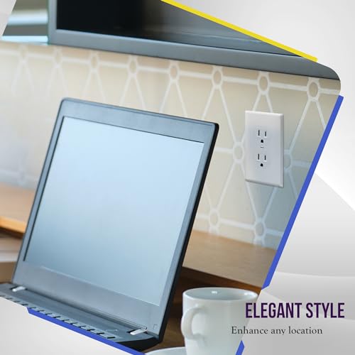Enerlites 8821-W Duplex Receptacle Outlet Wall Plate, Standard Size 1-Gang, Polycarbonate Thermoplastic, White - color: White, size: Standard Size