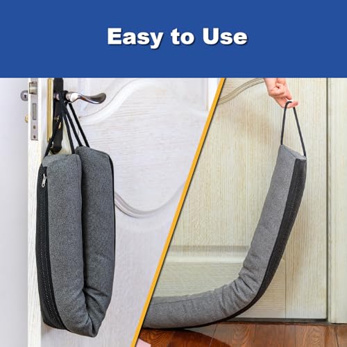 YOUFI 32 Inch Weighted Door Draft Stopper, 3.5lb Heavy Under Door Draft Blocker, Self-Resetting Gap Filler Seal Blocks Cold, Hot Air, Noise, with Non-Slip Bottom, Machine Washable Cover