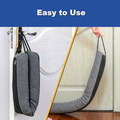 YOUFI 32 Inch Weighted Door Draft Stopper, 3.5lb Heavy Under Door Draft Blocker, Self-Resetting Gap Filler Seal Blocks Cold, Hot Air, Noise, with Non-Slip Bottom, Machine Washable Cover