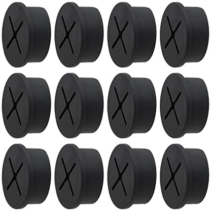 Desk Grommet, 1 Inch Flexible Rubber Grommets, Silicone Cable Cord Grommet Wire Hole Cover for Desk, Table and Other Furnitures(12Pack) - size: 1IN/25mm Black