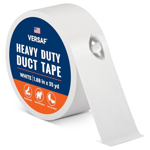 VERSAF Heavy Duty White Duct Tape - 1.88" x 35 yd, Strong Adhesive Waterproof All-Weather Multipurpose Repair & Sealing Tape for Home Repairs, Automotive, Outdoor, Packaging, Crafts - color: White