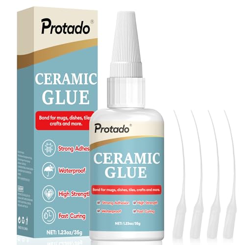 Ceramic Glue, 35g Heavy Duty Super Strong Clear Glue, Waterproof Heat Resistant Adhesive for Ceramic Bonding, Repair, Porcelain, Tile, Pottery, Mugs, Dishes, DlY Kits - style: Ceramic Glue